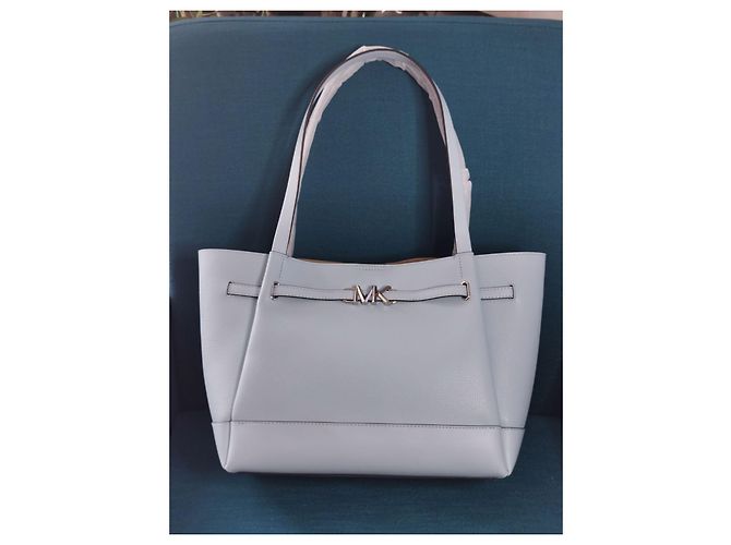 Borsa tote Michael Kors in pelle martellata azzurra Blu Blu chiaro Silver hardware - vista 3