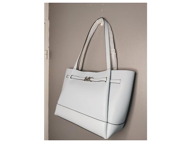Borsa tote Michael Kors in pelle martellata azzurra Blu Blu chiaro Silver hardware - vista 5
