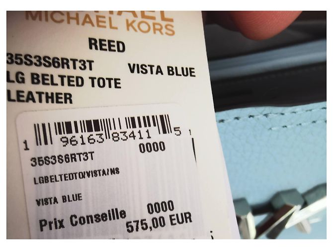 Borsa tote Michael Kors in pelle martellata azzurra Blu Blu chiaro Silver hardware - vista 8