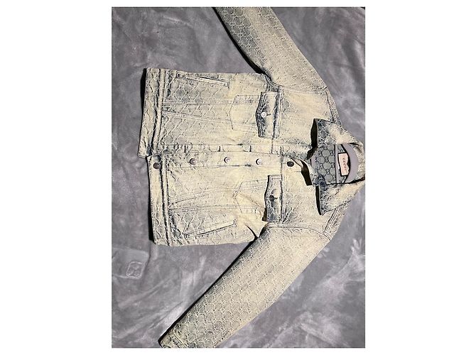 Gucci Monogramm Baumwolljacke Hellblau - Ansicht 3