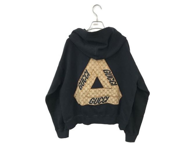 ***Sudadera con capucha triangular trasera GUCCI × PALACE Collaboration Negro Beige - vista 2