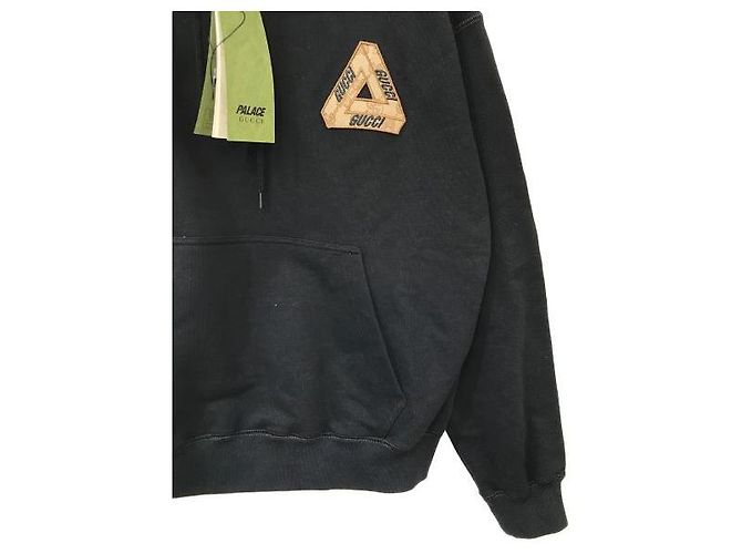 ***Sudadera con capucha triangular trasera GUCCI × PALACE Collaboration Negro Beige - vista 4