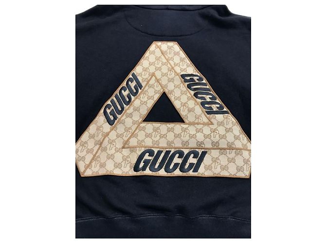 ***Sudadera con capucha triangular trasera GUCCI × PALACE Collaboration Negro Beige - vista 5