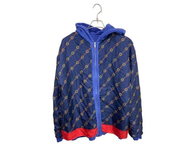 ***Felpa con cappuccio reversibile GUCCI Interlocking G Blu - vista 3
