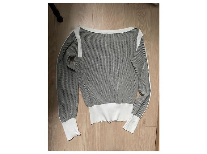 Conjunto de Jogging Chanel Top e Calça Cinza e Branco Algodão - vista 3