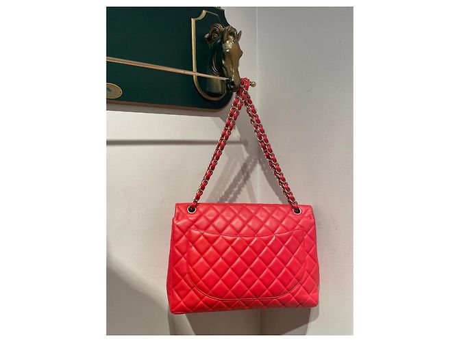 Timeless Borsa Chanel Maxi Jumbo Rossa in Pelle Liscia Rosso - vista 3