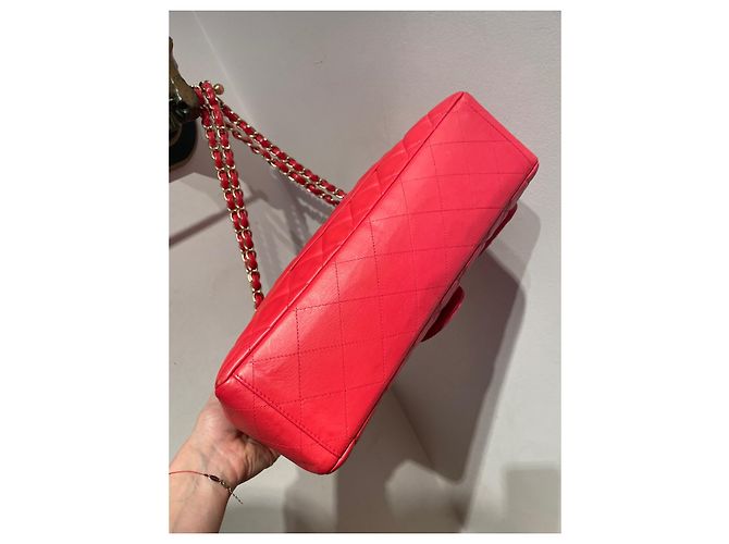 Timeless Borsa Chanel Maxi Jumbo Rossa in Pelle Liscia Rosso - vista 4