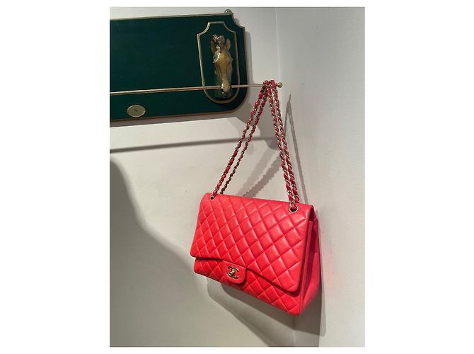 Timeless Borsa Chanel Maxi Jumbo Rossa in Pelle Liscia Rosso - vista 6