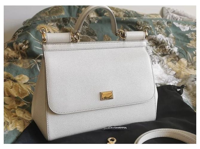Borsa a mano Dolce & Gabbana Sicily in pelle bianca Bianco - vista 3