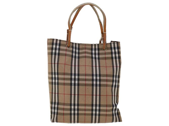 BURBERRY Nova Check Bolso de mano Nylon Beige Auth ep1099 - vista 13