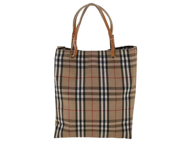 BURBERRY Nova Check Bolso de mano Nylon Beige Auth ep1099 - vista 2