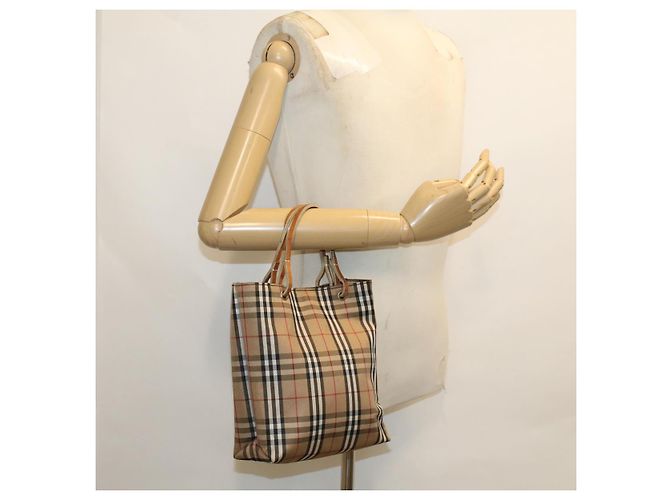 BURBERRY Nova Check Bolso de mano Nylon Beige Auth ep1099 - vista 20