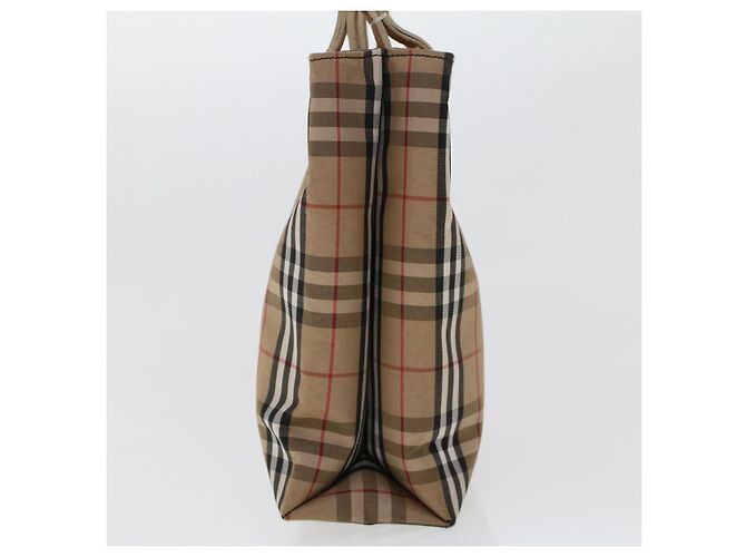 BURBERRY Nova Check Bolso de mano Nylon Beige Auth ep1099 - vista 4
