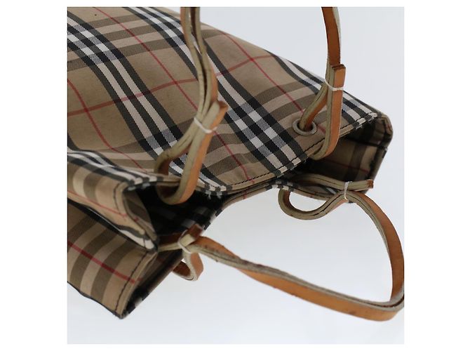 BURBERRY Nova Check Bolso de mano Nylon Beige Auth ep1099 - vista 6