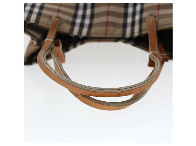 BURBERRY Nova Check Bolso de mano Nylon Beige Auth ep1099 - vista 7