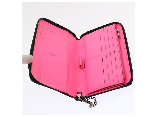 Cartera larga CHANEL Cambon Line Piel de cordero Negro CC Auth th3796 - vista 10