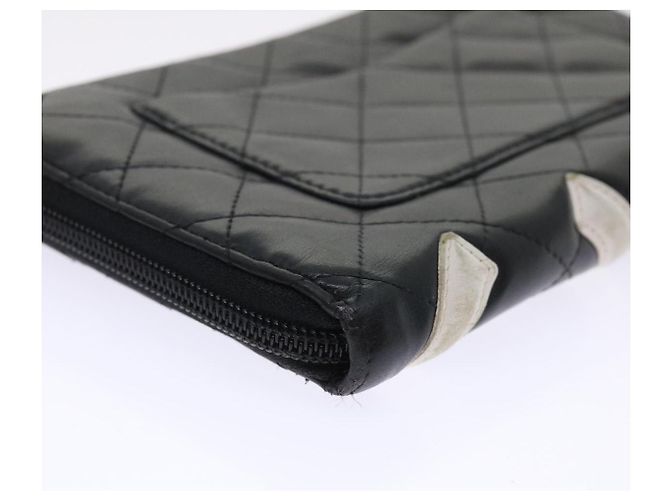 Cartera larga CHANEL Cambon Line Piel de cordero Negro CC Auth th3796 - vista 16