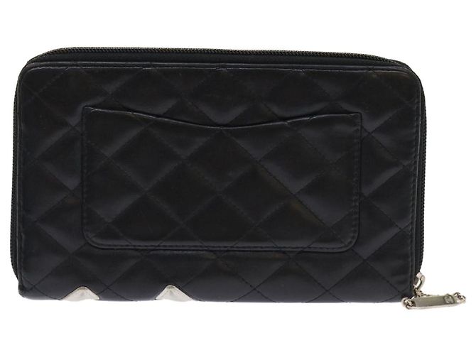Cartera larga CHANEL Cambon Line Piel de cordero Negro CC Auth th3796 - vista 2