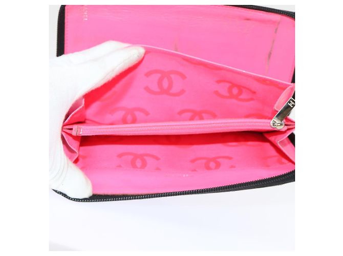 Cartera larga CHANEL Cambon Line Piel de cordero Negro CC Auth th3796 - vista 21