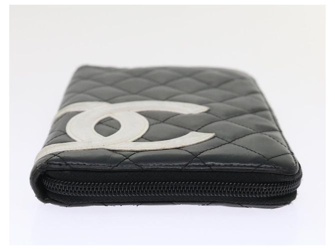 Cartera larga CHANEL Cambon Line Piel de cordero Negro CC Auth th3796 - vista 3