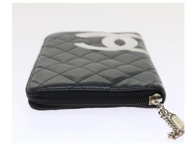 Cartera larga CHANEL Cambon Line Piel de cordero Negro CC Auth th3796 - vista 4