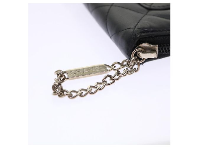 Cartera larga CHANEL Cambon Line Piel de cordero Negro CC Auth th3796 - vista 8