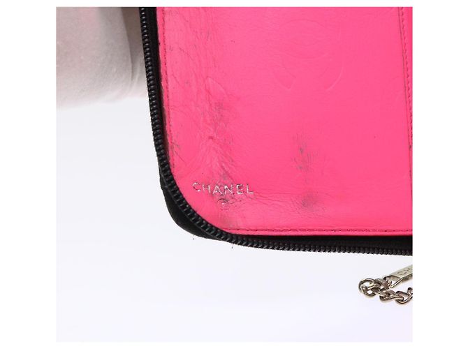 Cartera larga CHANEL Cambon Line Piel de cordero Negro CC Auth th3796 - vista 9