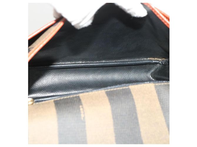 Pequin FENDI Borsa a spalla in tela pecan Nero Marrone Auth fm2527 - vista 10