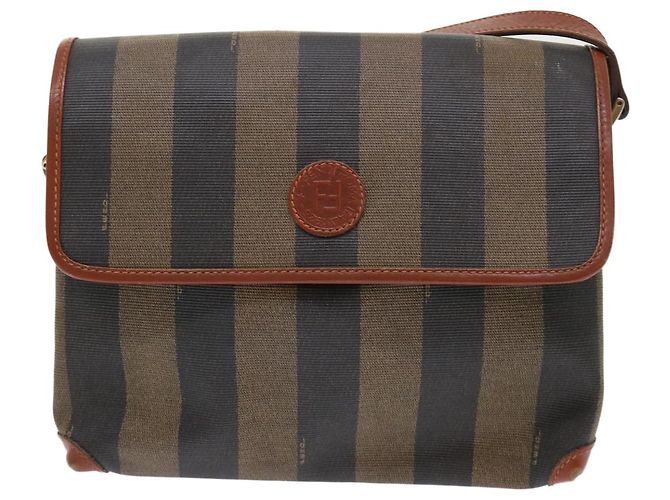 Pequin FENDI Borsa a spalla in tela pecan Nero Marrone Auth fm2527 - vista 13