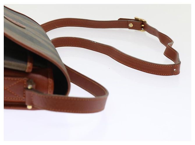 Pequin FENDI Borsa a spalla in tela pecan Nero Marrone Auth fm2527 - vista 14