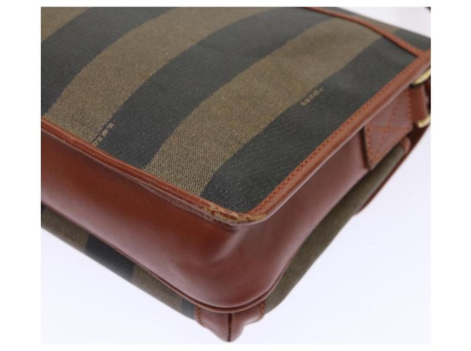 Pequin FENDI Borsa a spalla in tela pecan Nero Marrone Auth fm2527 - vista 16