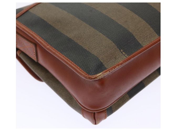 Pequin FENDI Borsa a spalla in tela pecan Nero Marrone Auth fm2527 - vista 17