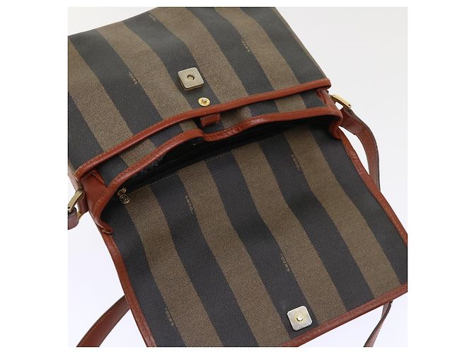 Pequin FENDI Borsa a spalla in tela pecan Nero Marrone Auth fm2527 - vista 18