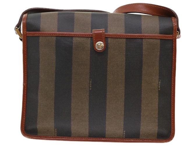 Pequin FENDI Borsa a spalla in tela pecan Nero Marrone Auth fm2527 - vista 2