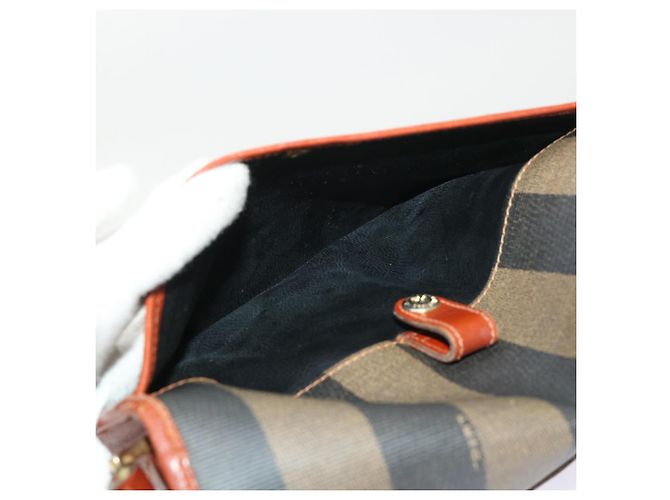 Pequin FENDI Borsa a spalla in tela pecan Nero Marrone Auth fm2527 - vista 20
