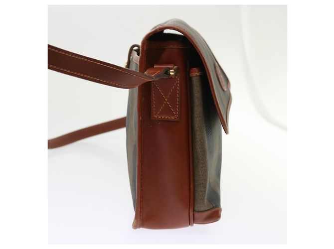 Pequin FENDI Borsa a spalla in tela pecan Nero Marrone Auth fm2527 - vista 4
