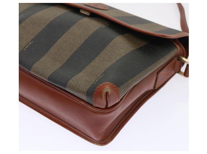 Pequin FENDI Borsa a spalla in tela pecan Nero Marrone Auth fm2527 - vista 9