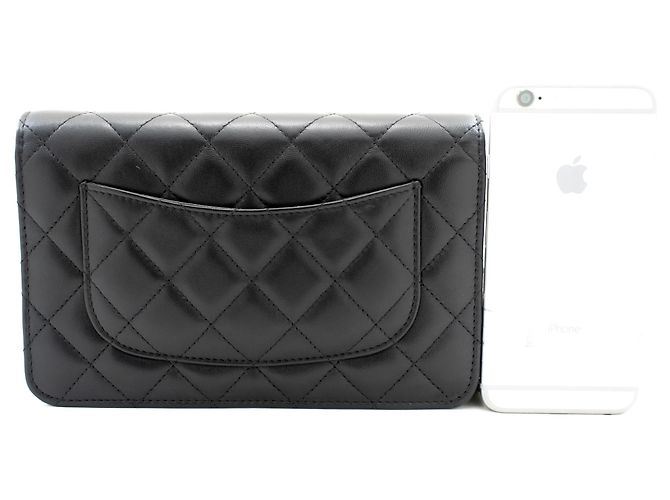 Timeless CHANEL Black Classic Wallet On Chain WOC Umhängetasche Lammleder - Ansicht 3
