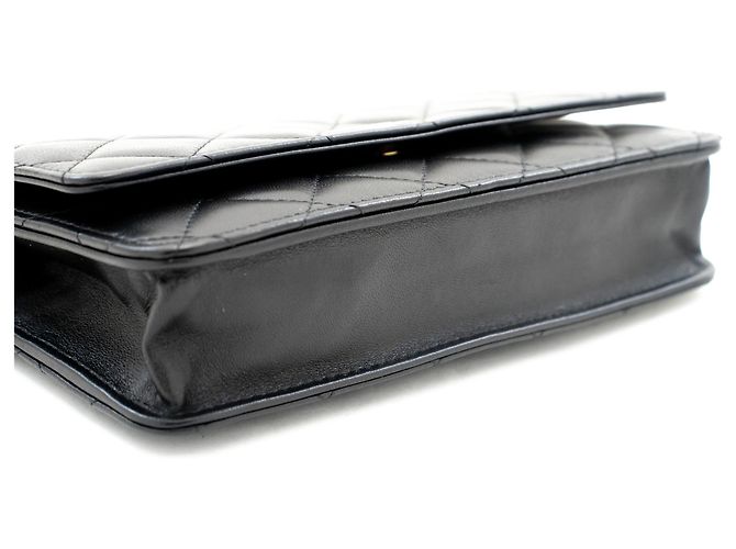 Timeless CHANEL Black Classic Wallet On Chain WOC Umhängetasche Lammleder - Ansicht 4