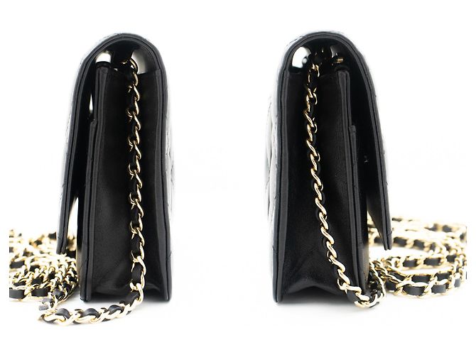Timeless CHANEL Black Classic Wallet On Chain WOC Umhängetasche Lammleder - Ansicht 5
