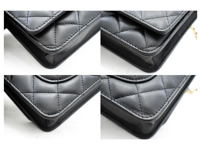 Timeless CHANEL Black Classic Wallet On Chain WOC Umhängetasche Lammleder - Ansicht 6