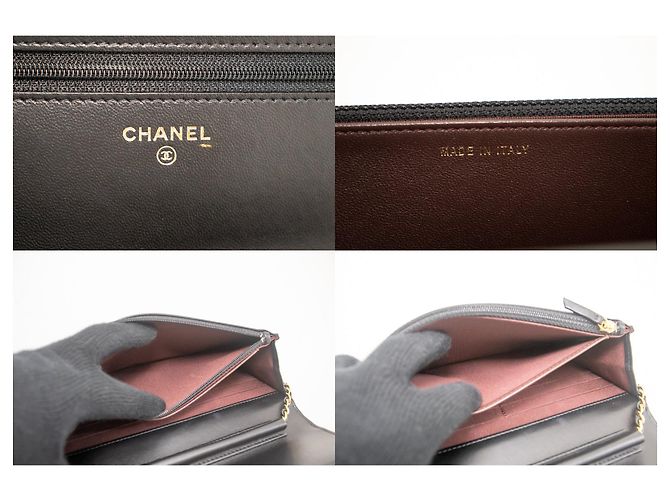 Timeless CHANEL Black Classic Wallet On Chain WOC Umhängetasche Lammleder - Ansicht 8