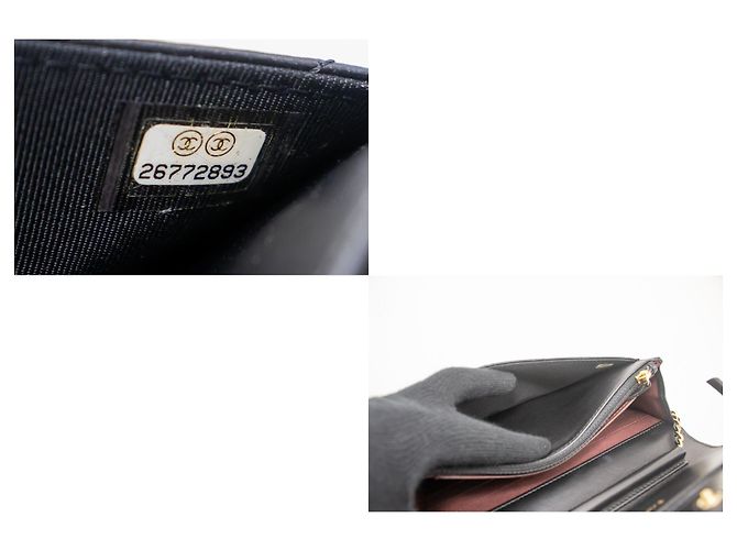 Timeless CHANEL Black Classic Wallet On Chain WOC Umhängetasche Lammleder - Ansicht 9