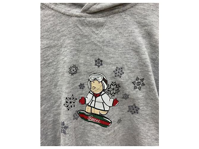 Sweat à capuche Gucci gris en coton garçon - vue 3