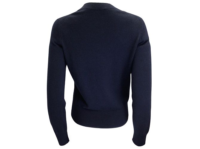 Chanel Marineblauer, mehrfarbiger, langärmliger Kaschmir-Strickpullover mit Rundhalsausschnitt von Gabrielle Coco - Ansicht 3