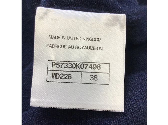 Chanel Marineblauer, mehrfarbiger, langärmliger Kaschmir-Strickpullover mit Rundhalsausschnitt von Gabrielle Coco - Ansicht 7