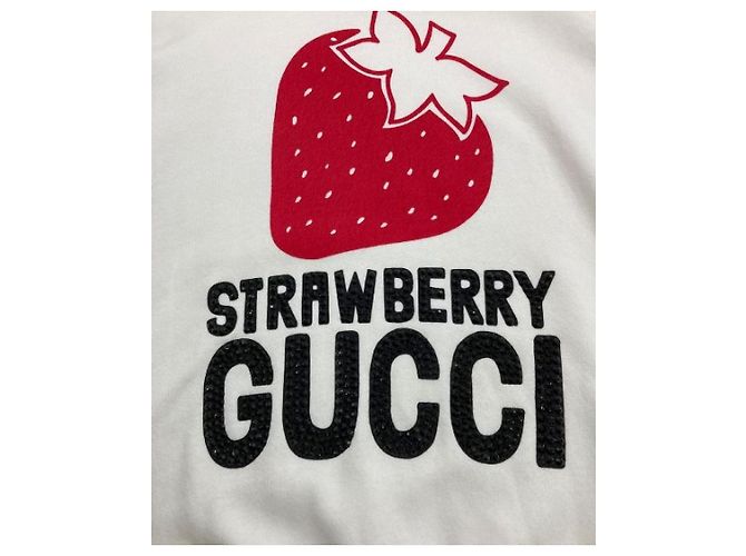 ***GUCCI Pullover-Kapuzenpullover mit Erdbeer-Nietenmuster Weiß - Ansicht 2