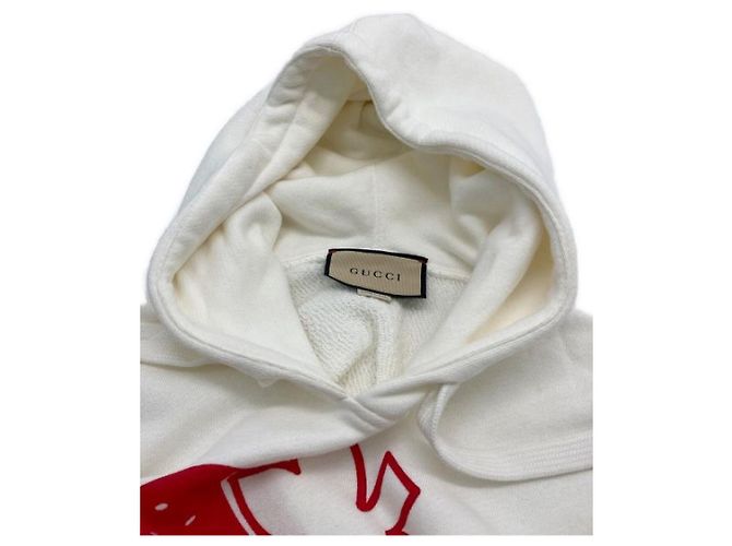 ***GUCCI Pullover-Kapuzenpullover mit Erdbeer-Nietenmuster Weiß - Ansicht 6