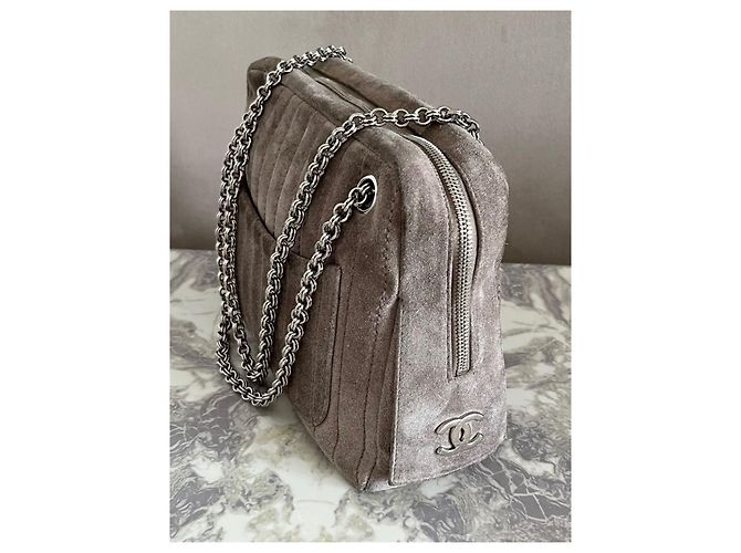 Mademoiselle Chanel Algodão Club Bowler Cinza Hardware prateado - vista 2