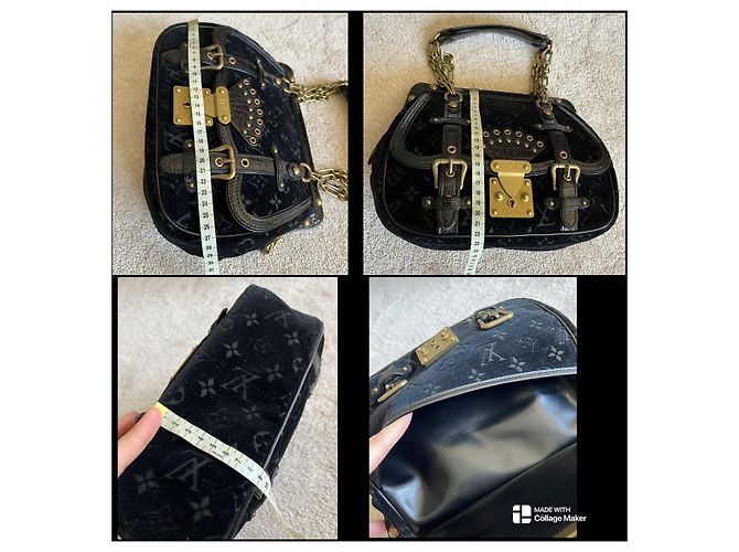 Louis Vuitton Gracie in velluto nero GM Gold hardware - vista 8